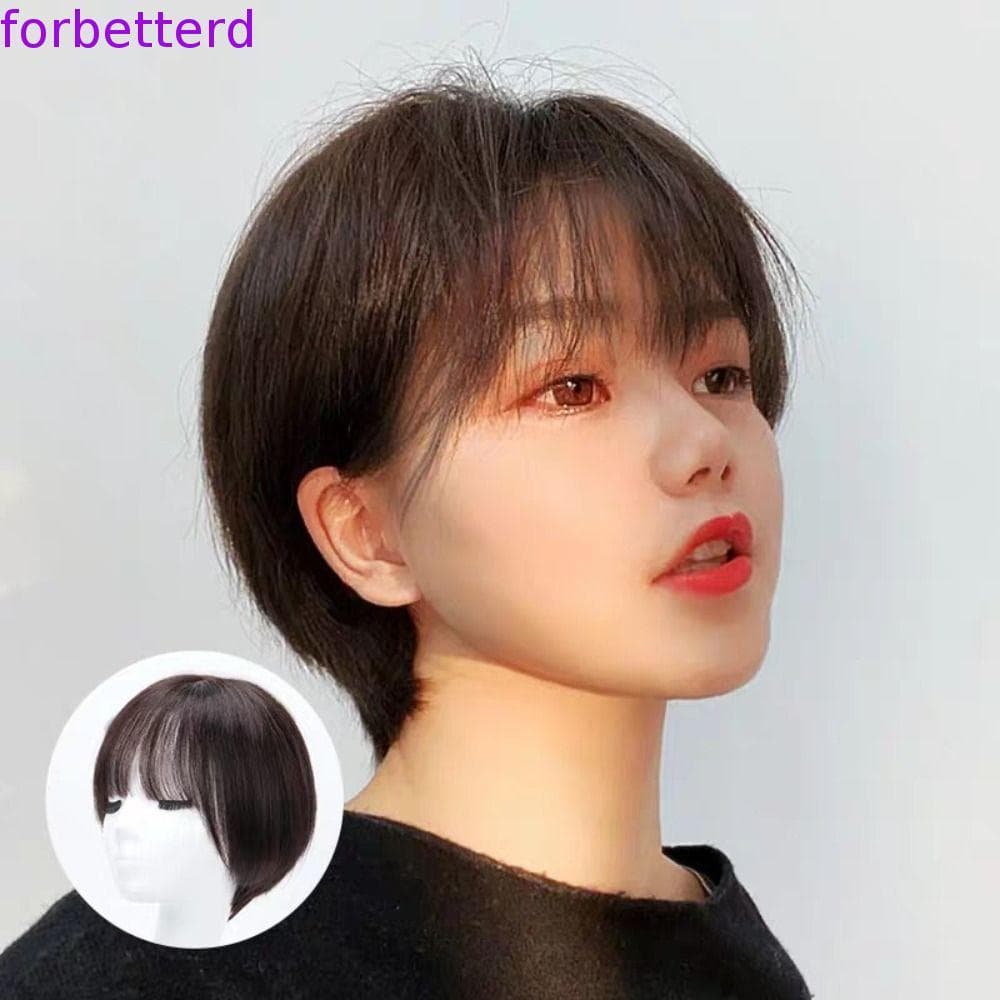 FORBETTERD Curto Reto Hairpieces Capa De Fibra De Alta Temperatura Cabelo Branco Aumentar O Volume Do Sintético Falso Ex