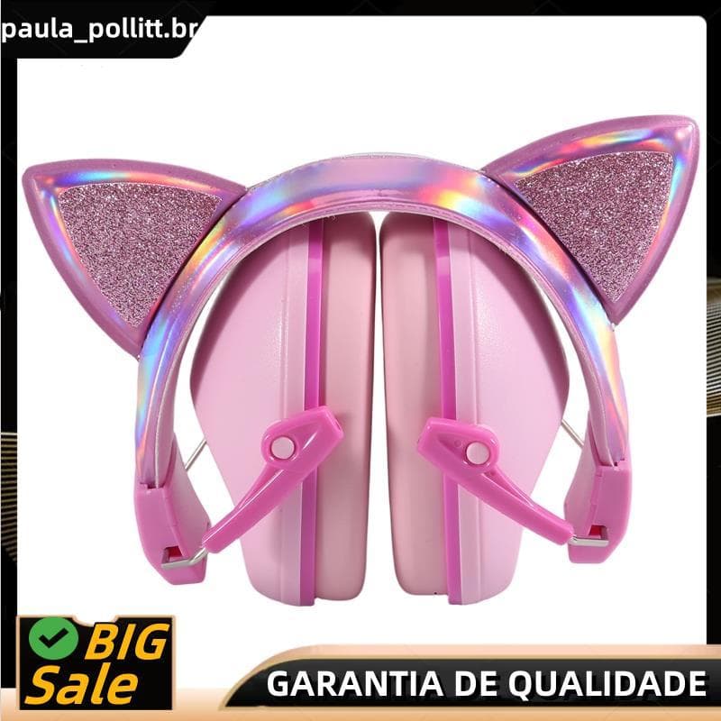 Orelhas De Gato Rosa Crianças Earmuffs Ajustável Anti-Ruído Protetor Auditivo Para Estudo E Sono Cancelamento De