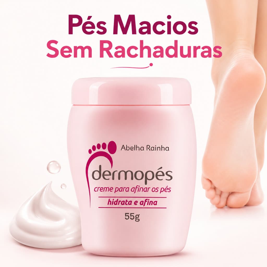Creme Para Afinar Os Pés Hidrata e Afina Dermopés Abelha Rainha 55g