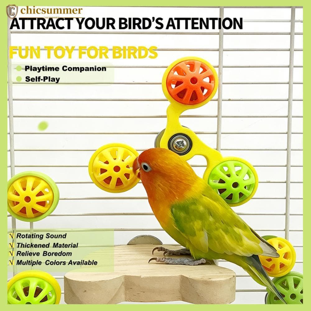 CHICSUMMER Interativo Rotativo Moinho De Vento Papagaio Brinquedo Com Sinos Gaiola Pássaro Mastigar Para Estimulação Men