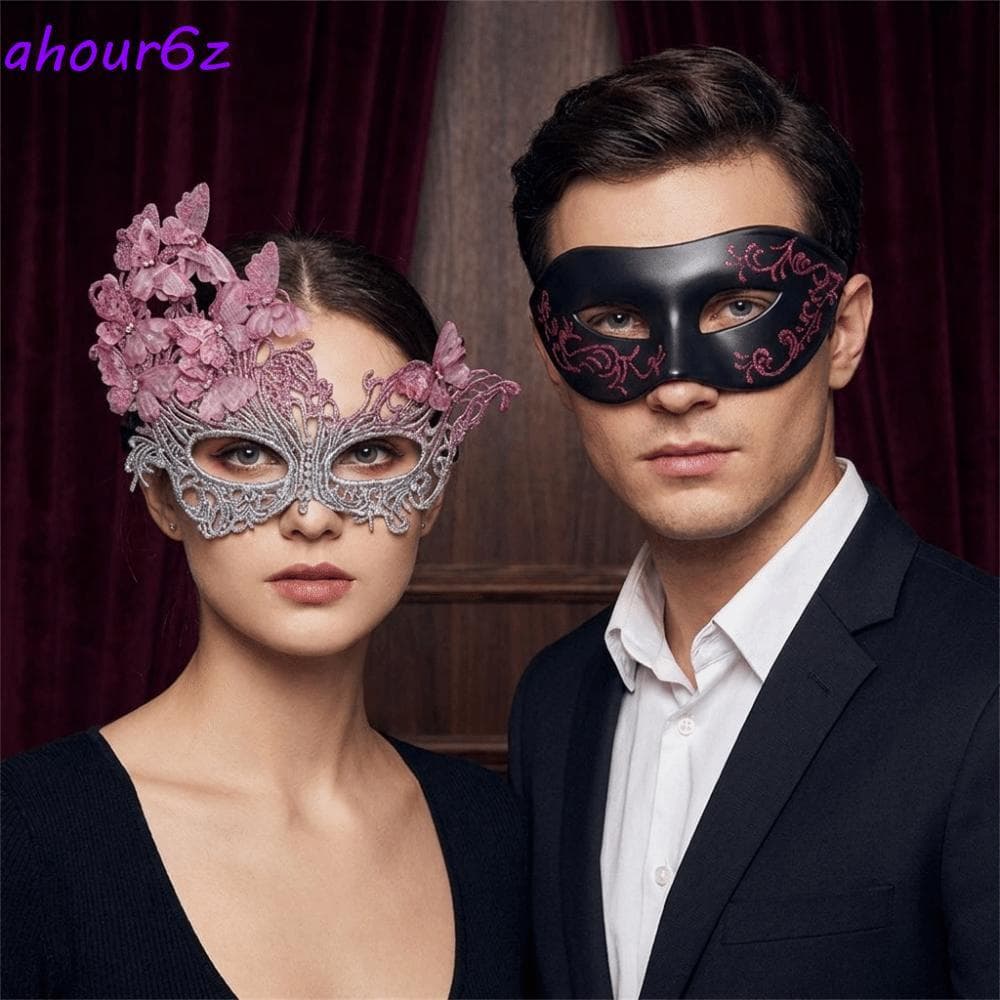 Máscara De Renda Meia Face AHOURZ , Borboleta De Strass De Estilo Sedutor Baile Extravagante Multicolorida