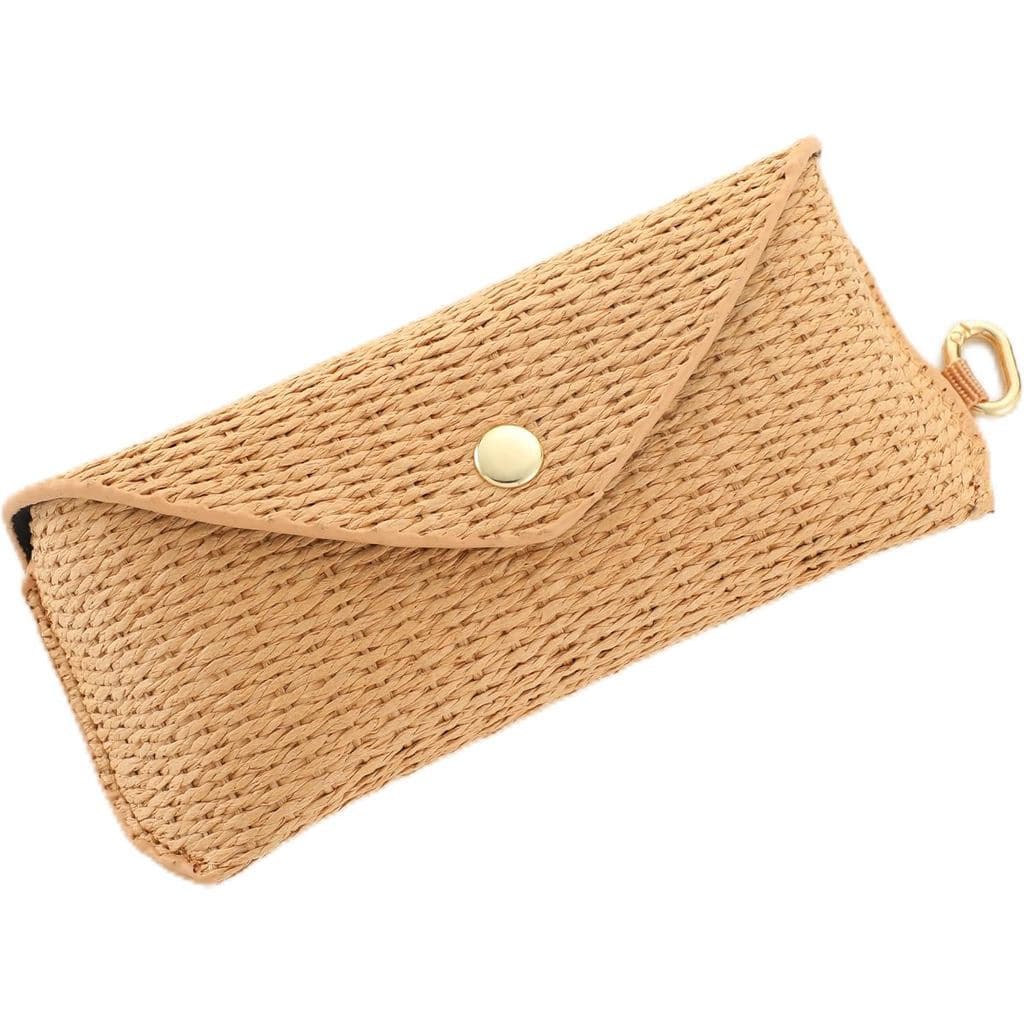 Estojo para óculos de sol Lainusen em palha trançada com clipe, estojo rígido de rattan em estilo boêmio, acessório port