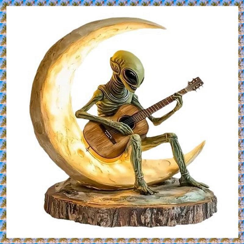 [bo7w15gmoh.br] Ornamentos Estilo Boêmio Lua Guitarrista Decoração De Mesa Presente