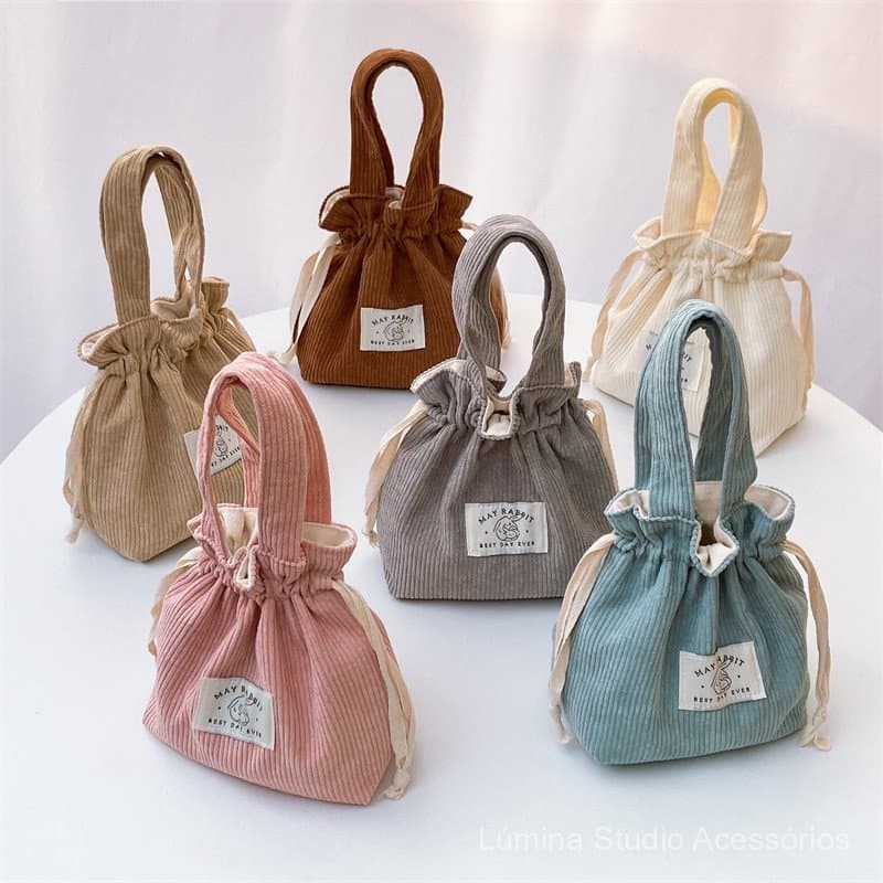 Bolsa de veludo cotelê com cordão, bolsa de grande capacidade, bolsa de armazenamento, bolsa de lona, bolsa de presente,