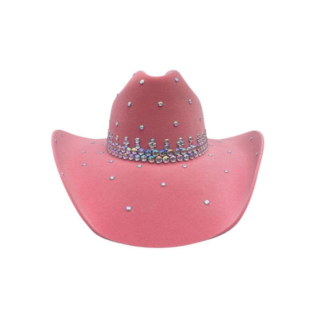 Chapéu Cowboy Rosa Country Feminino com Brilho Strass Luxo Rodeio Barretos Ana Castela Decorado com Cristais