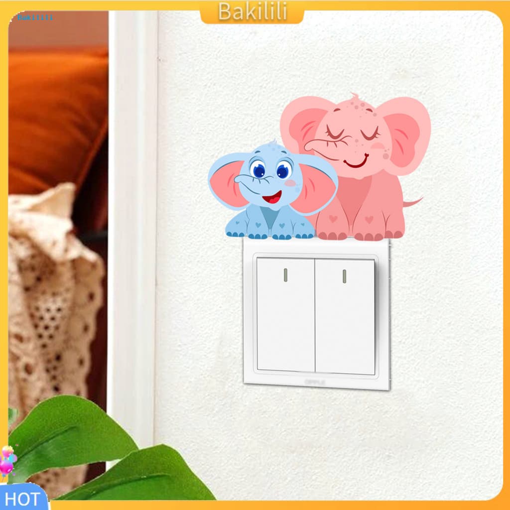 { Bakili } Painéis De Soquete De Proteção Para Crianças Adesivos De Interruptor De Elefante De Desenho Animado Adesivo L