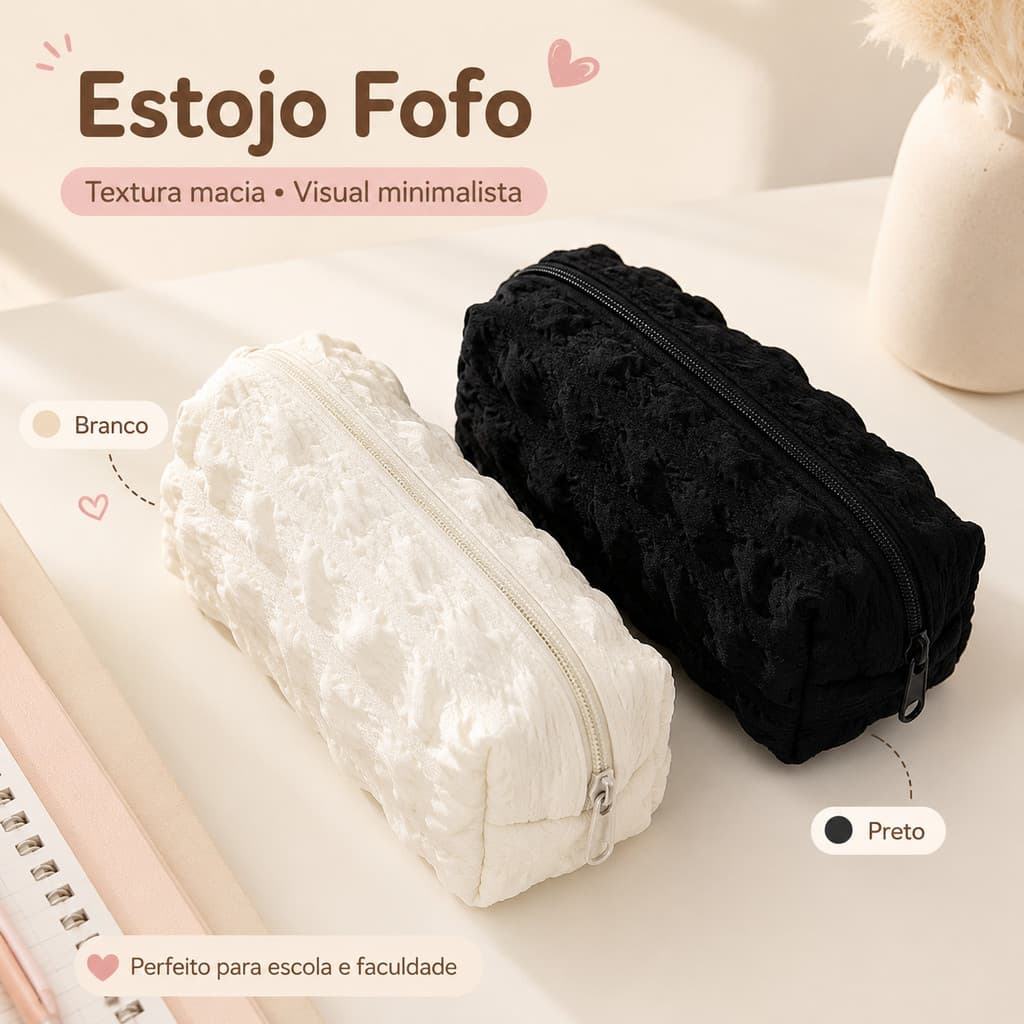 Estojo Escolar Kawaii Fofo Grande Capacidade Zíper Material Escolar Feminino Meninas Maquiagem Presente Volta Aulas