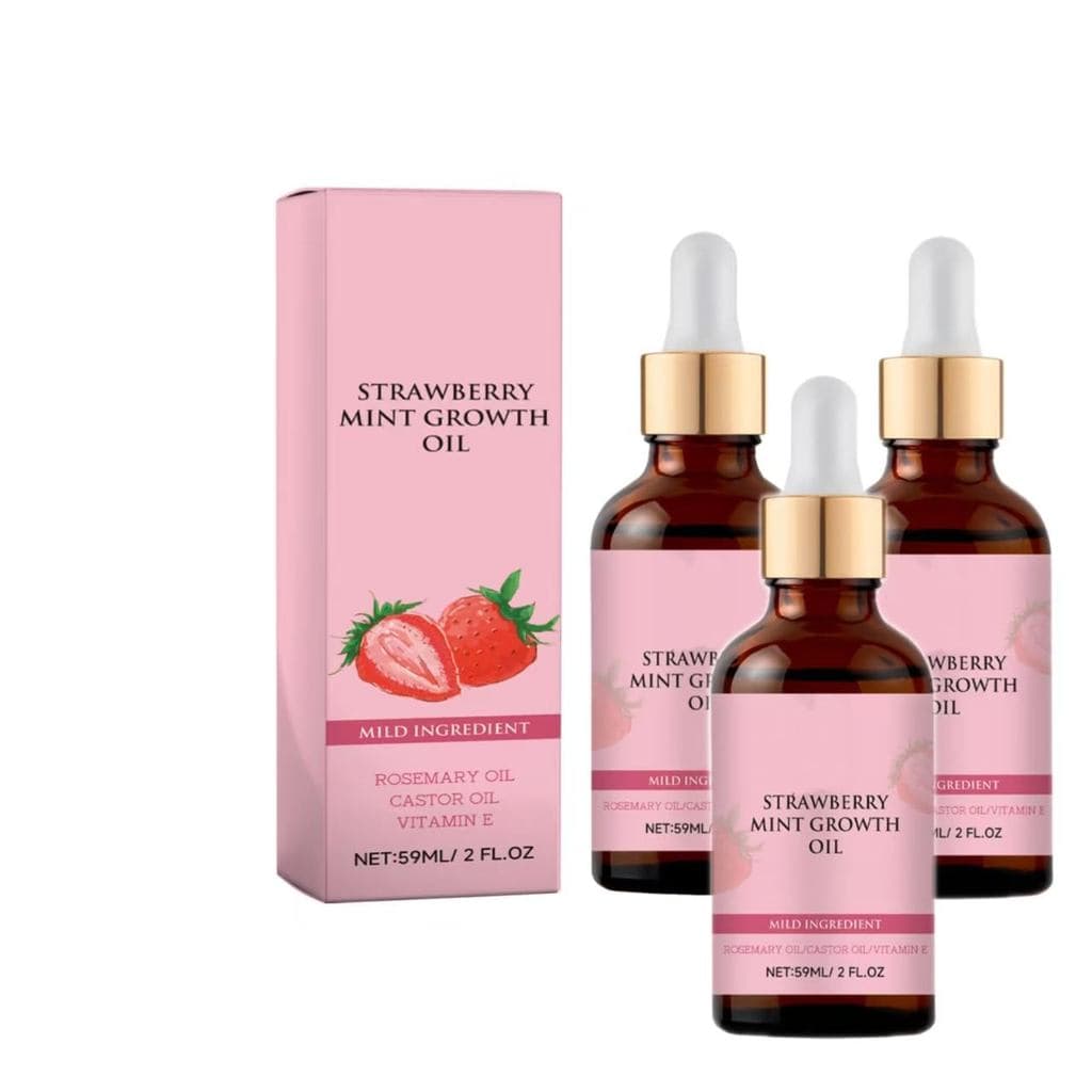 Óleo Nutritivo para Crescimento Capilar de Morango e Menta, Óleo Essencial Natural de Alecrim para Cuidado Capilar, Repa