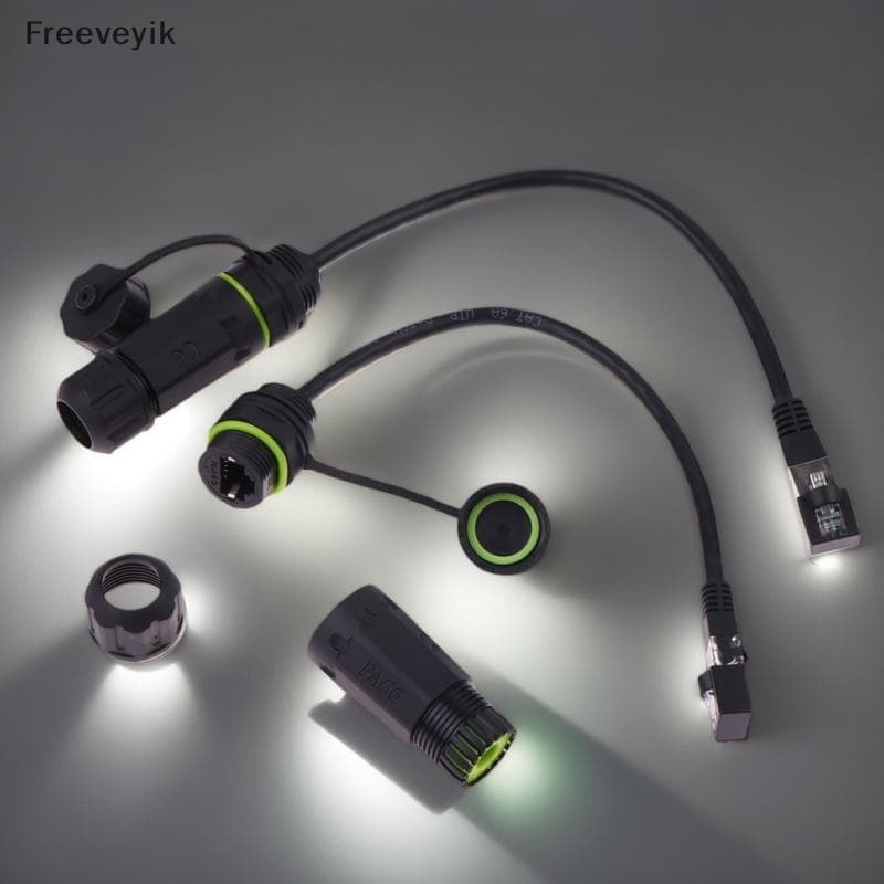 [Fre] RJ45 8P8C Cabeça De Passagem De Rede À Prova D'água Conector RJ45 Macho Para Fêmea Cabo De Extensão Adaptador COD