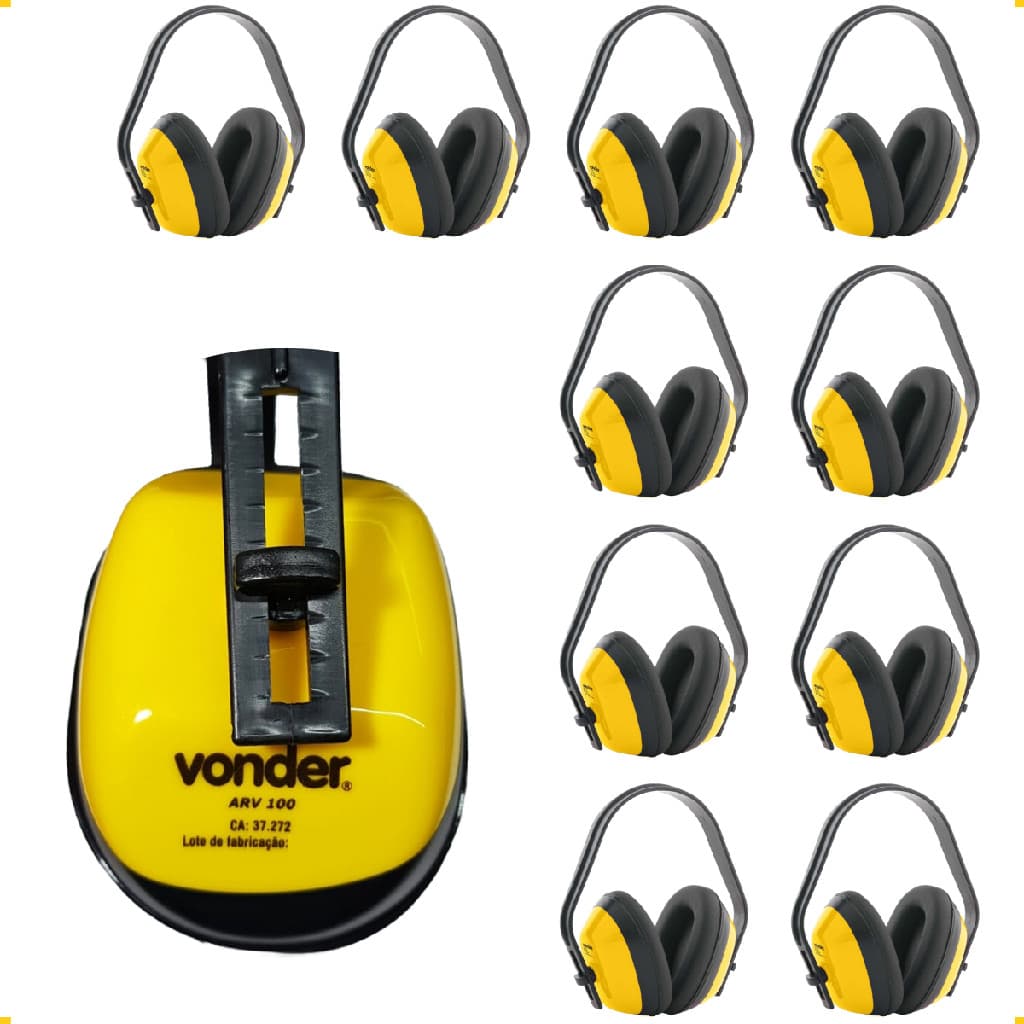 Kit 10 Abafador de Ruido Protetor de Ouvido Anti Ruído com CA Proteção Auricular Profissional Epi Reduz 10db Segurança