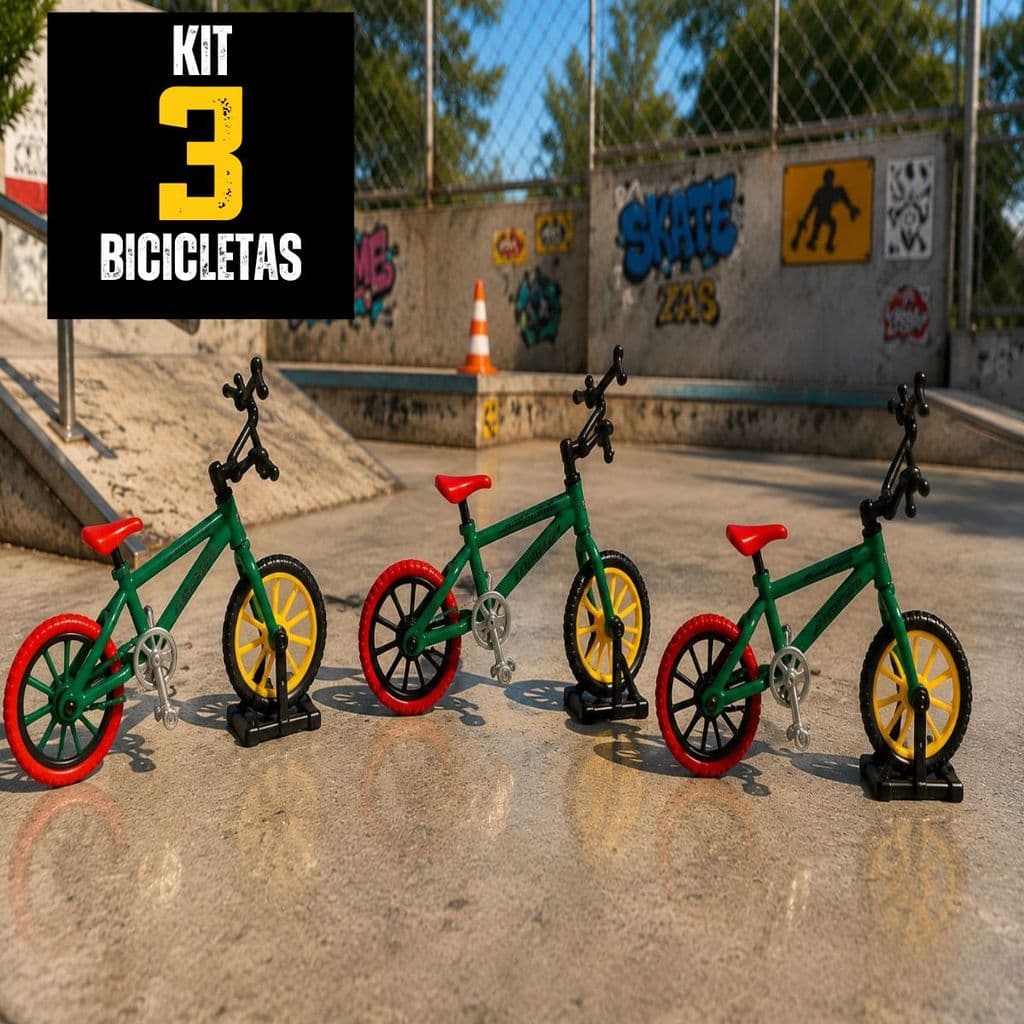 Kit 3 Mini Bicicletas de Dedo Finger Pro Radical 12X8CM
