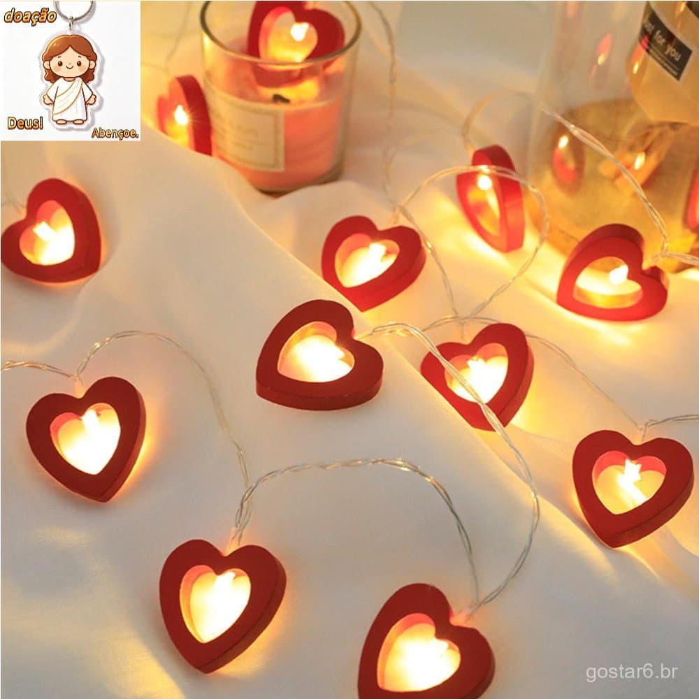 10/20 Luzes LED De Cordas De Coração De Madeira Quente Decorativas Para O Dia Dos Namorados Festa De Aniversário De