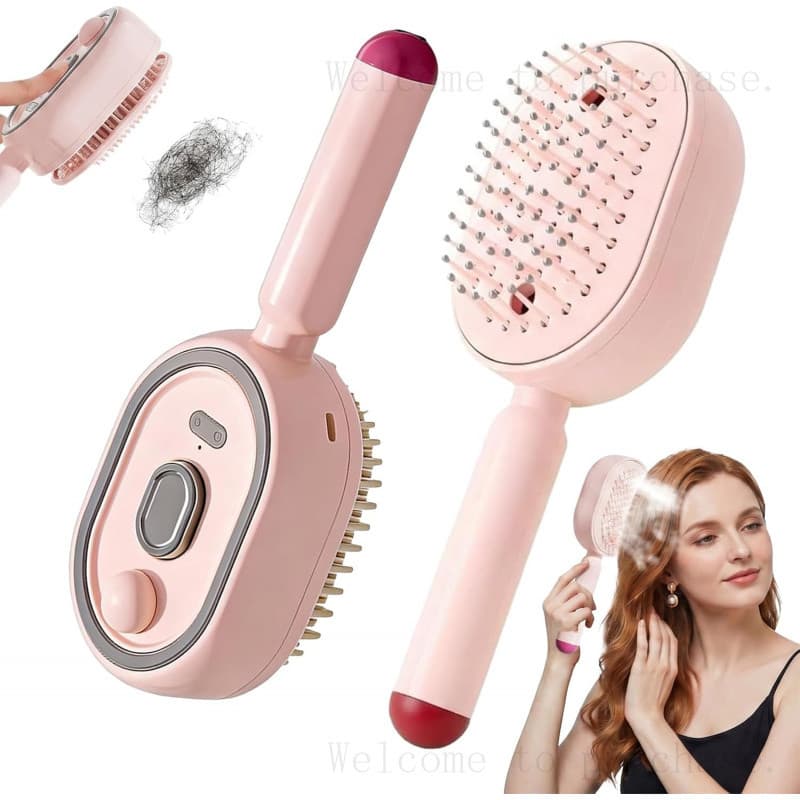 Escova de Cabelo a Vapor Elétrica, Alisador de Cabelo a Vapor Recarregável com Spray de Névoa, Escova de Massagem com Al
