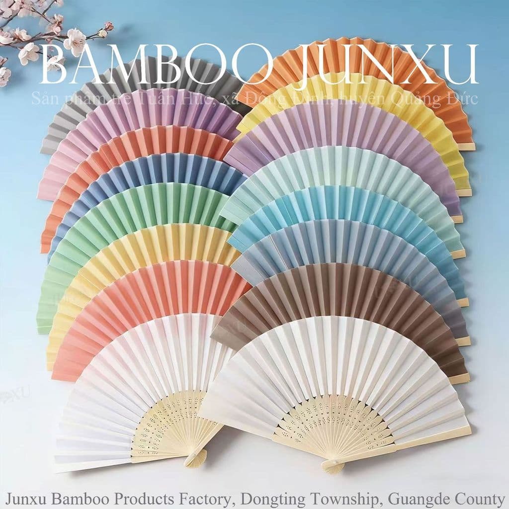 Fábrica de cabelo reto cor misturada portátil dobrável pano ventilador chinês decoração de casamento leque de bambu de s