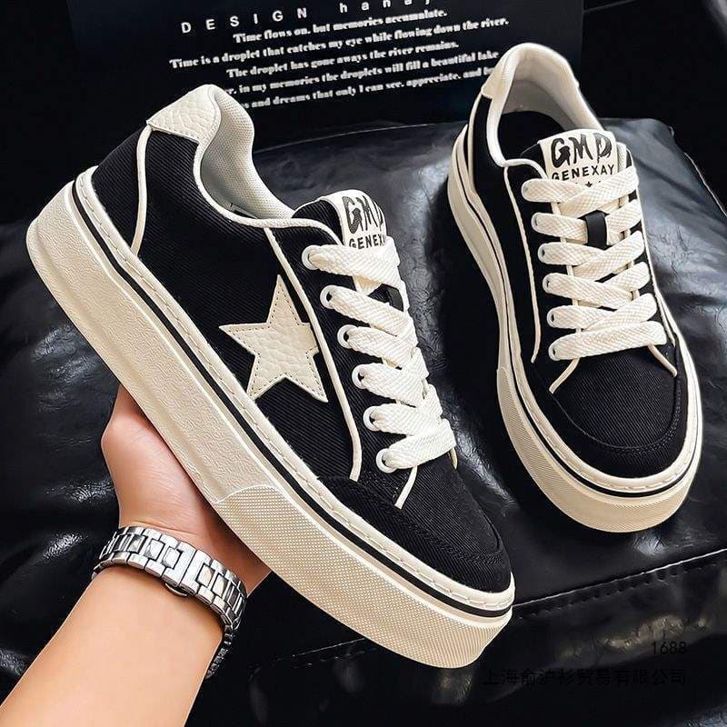 Sapatos masculinos tênis novo estilo sapatos brancos de sola grossa sapatos de lona aumento interno simples luz moda Ret