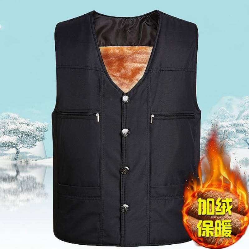 Pai de meia-idade outono inverno colete mais veludo engrossado colete de algodão quente de meia-idade colete masculino i