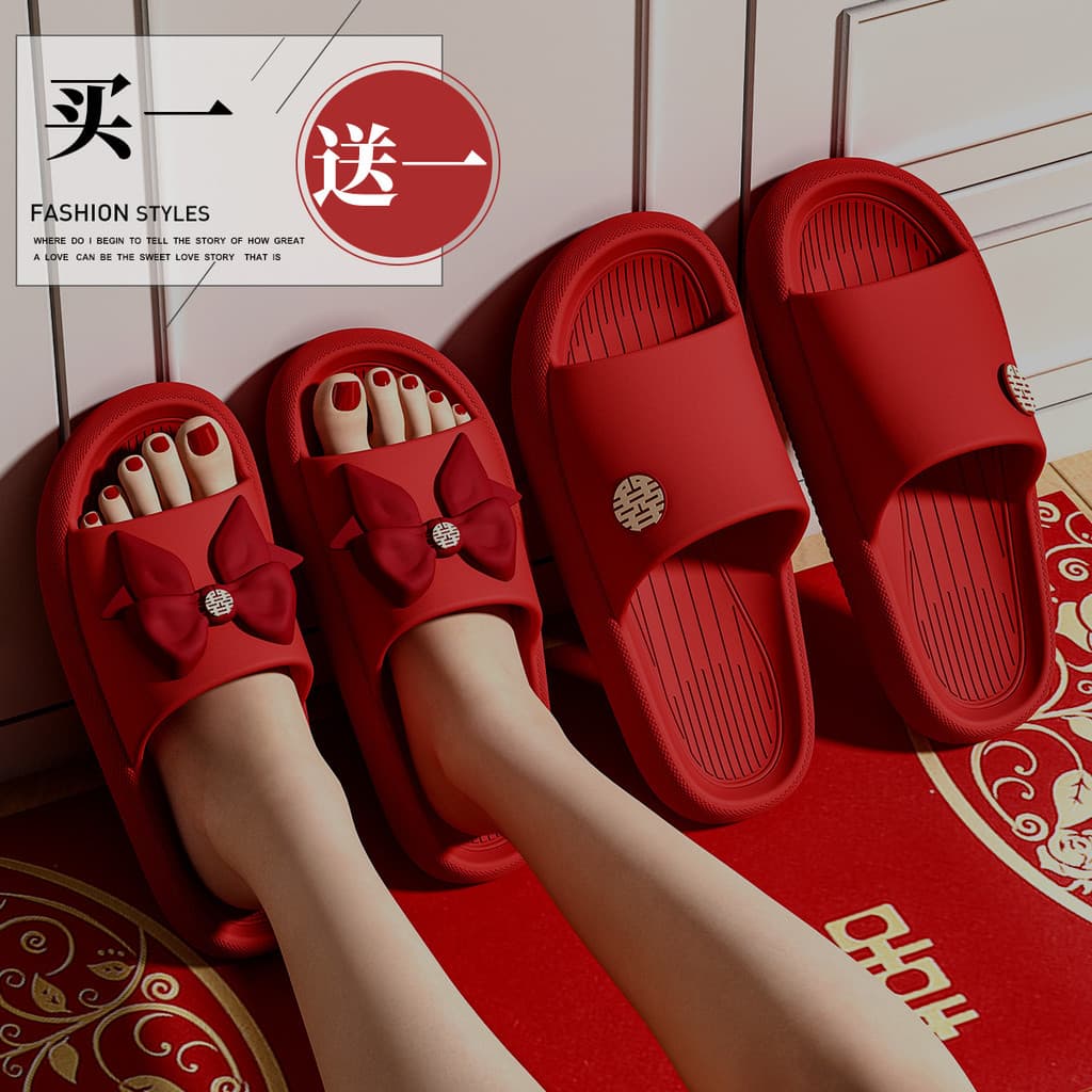 Ridani chinelos par de casamento festivo vermelho verão casal acompanhamento de casamento High-End nupcial vestir Robe s