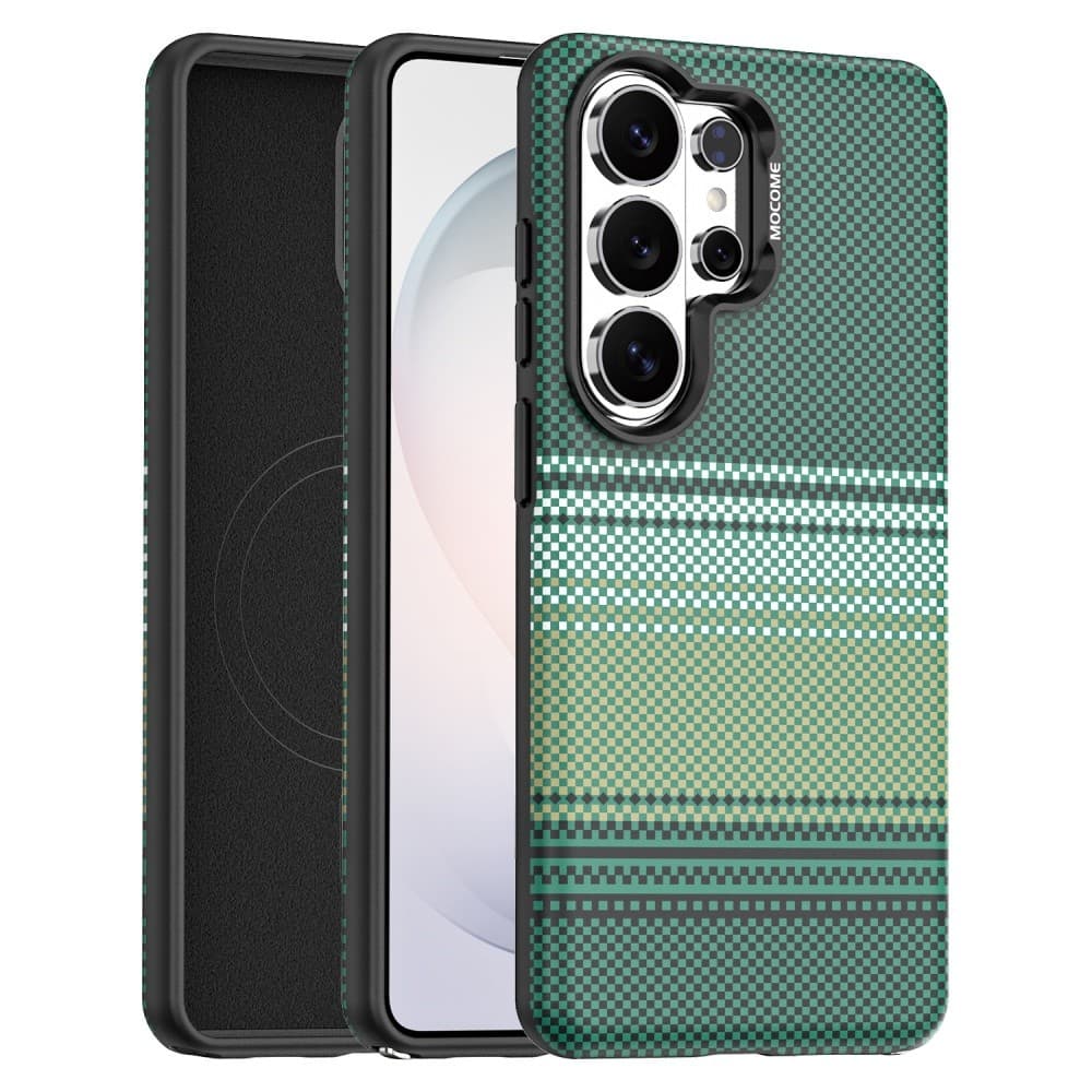 Capa Amortecedora Macia Para Samsung S26 Ultra S25 Plus S24 Kevlar Padrão De Textura De Fibra De Carbono Magnética Galax