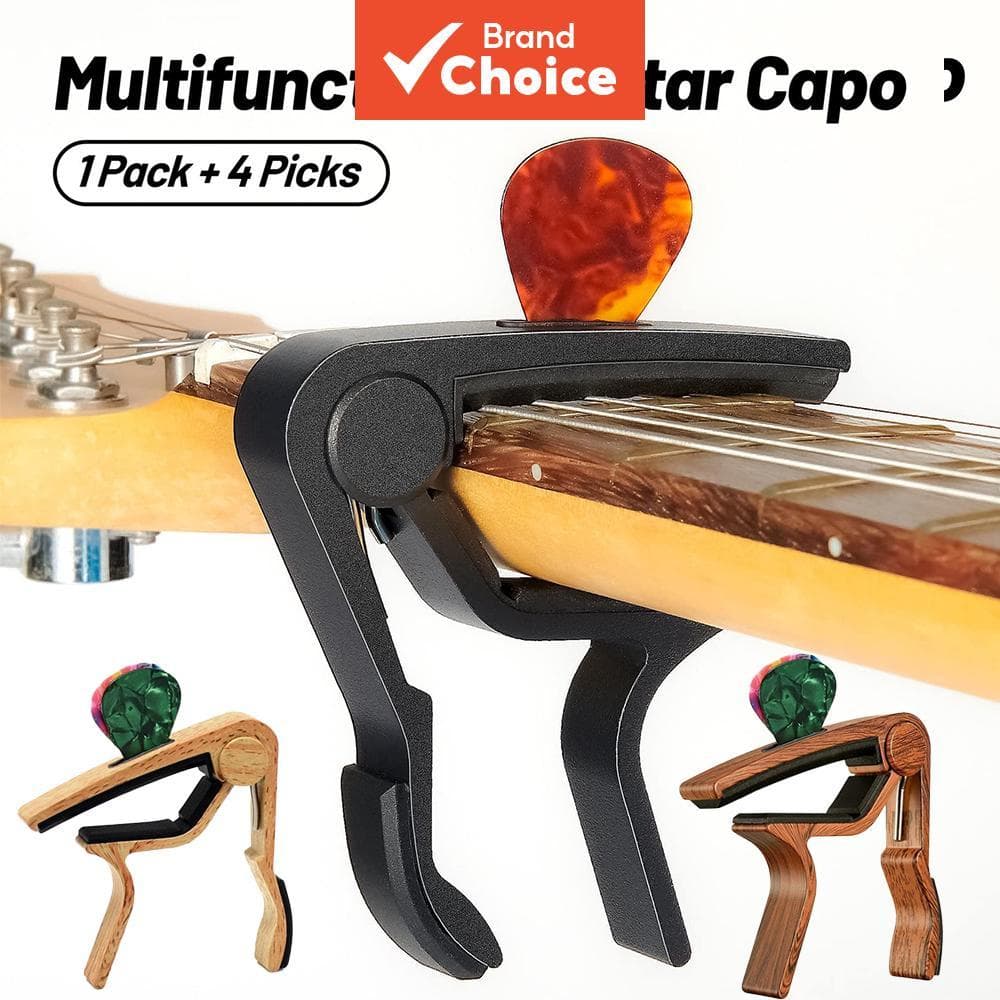 Miwayer Capo de guitarra multifuncional com suporte para palhetas 1 Capo + 4 palhetas para violão acústico e elétrico