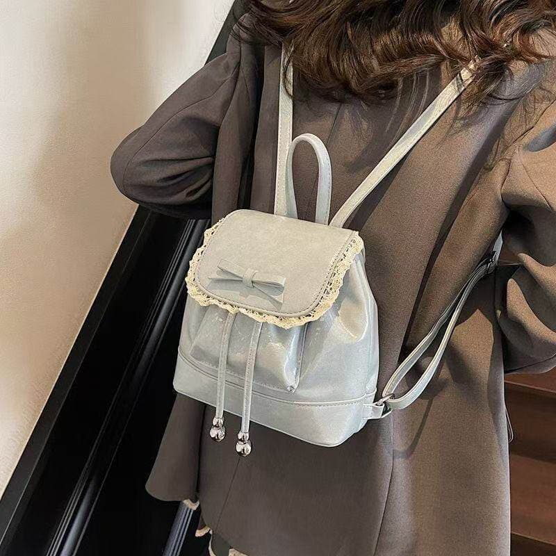 [Estoque pronto] Estilo suave laço arco nicho mini mochila feminina novo estilo moda All-Match portátil viagem pequena m