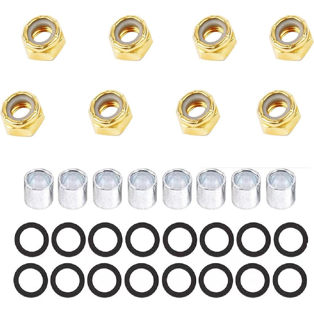 IMPORX 8 Peças de Porcas Coloridas para Eixos de Skateboard e 16 Peças de Arruelas para Eixos de Skateboard e 8 Peças de