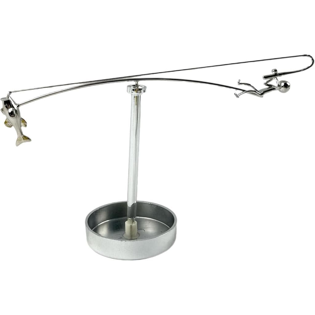 Escultura Cinética - Estatueta Decorativa de Pesca em Metal, Decoração de Pesca Feita à Mão com Esculturas Dinâmicas, Es