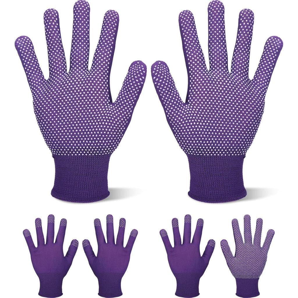 Shyyween 2 Pares de Luvas para Máquina de Costura, Luvas de Jardinagem Resistentes a Cortes, Luvas Roxas com Pontos Anti