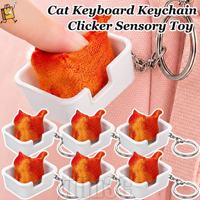 [Prim] Mini Chaveiro De Teclado De Gato Fofo De 4-1 Unidade-Gadget De Ponta Do Dedo Clicável-Brinquedo Sensorial De Clic