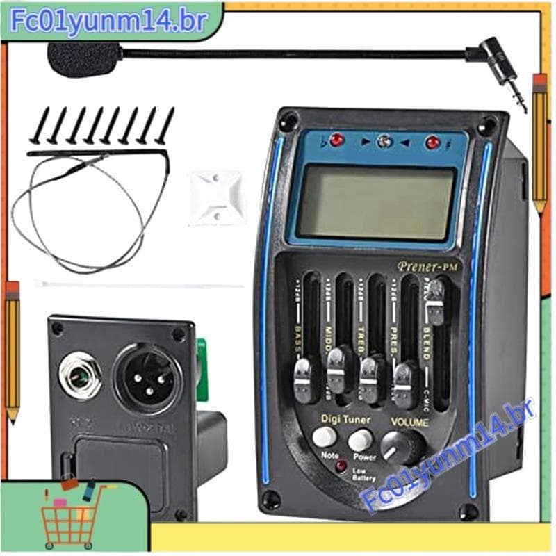 1 Conjunto De Captador De Guitarra Acústica Pré-Amplificador Piezo Sintonizador Com Microfone Display LCD