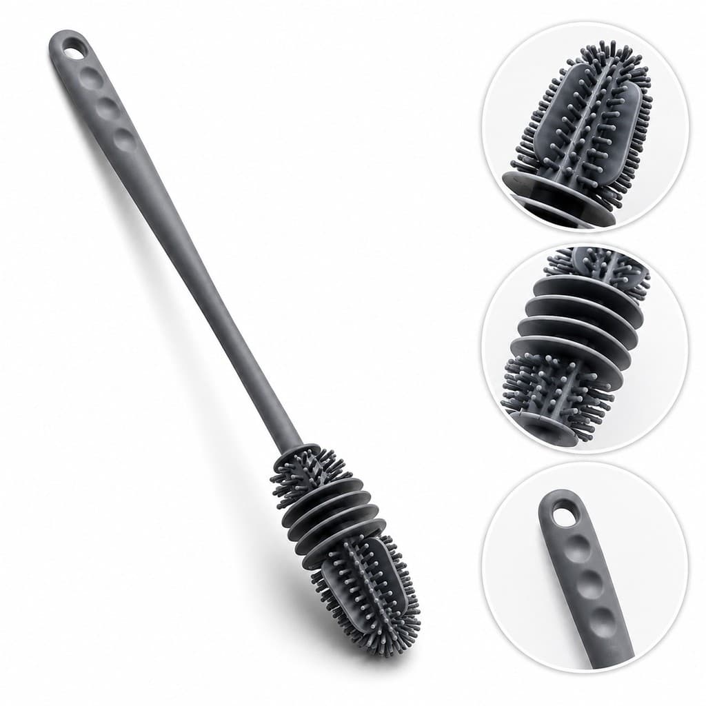 Kit até 3 Peças Escova para Limpeza Silicone para Garrafa, Mamadeira, Copo Taça para Lavar Áreas Difíceis