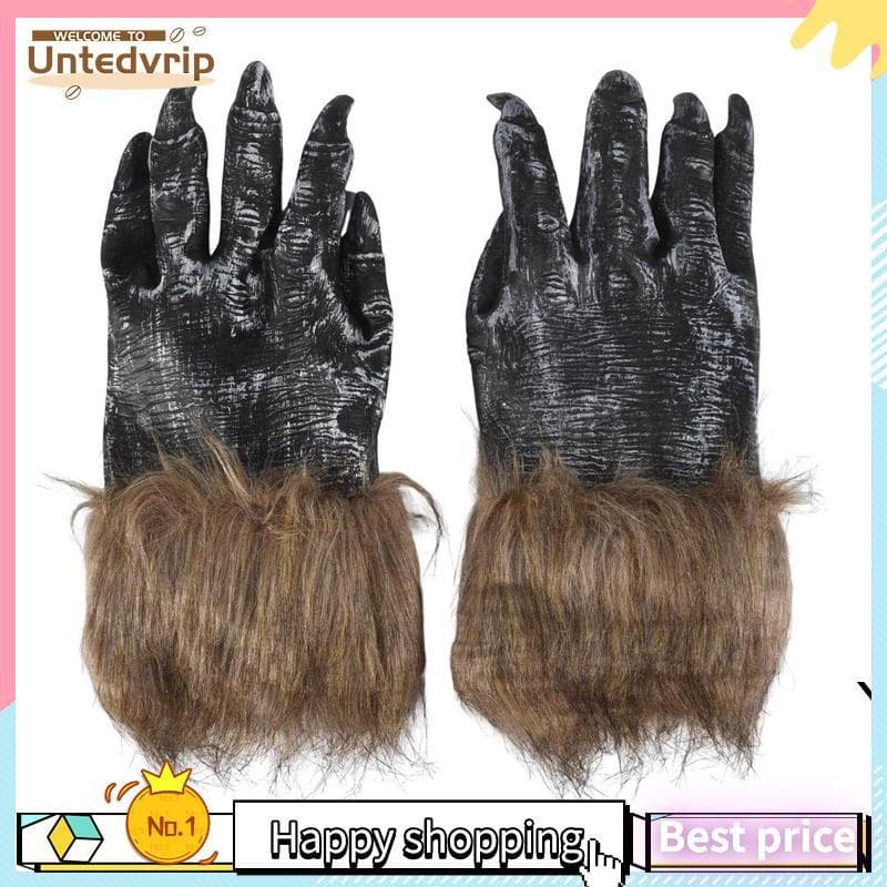 1 Par De Luvas De Lobo Máscara De Halloween Conjunto De animal Masquerade Wolf (Tamanho : L , Cor : Preto)