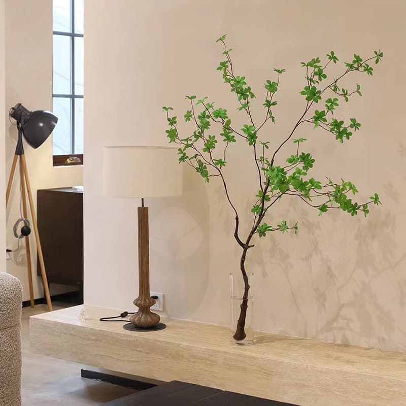 Flores artificiais tiro Real relógio pendurado japonês folhas único ramo hidropônico japonês pendurado relógio longo ram