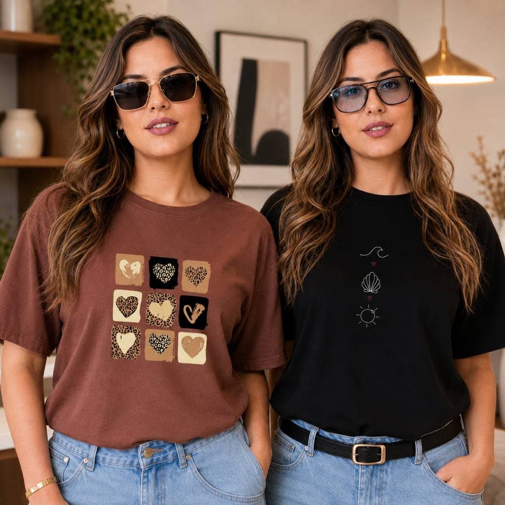 Kit 2 Blusa Feminina Camiseta Estampada 100% Algodão Camisa Despojada Envio Imediato