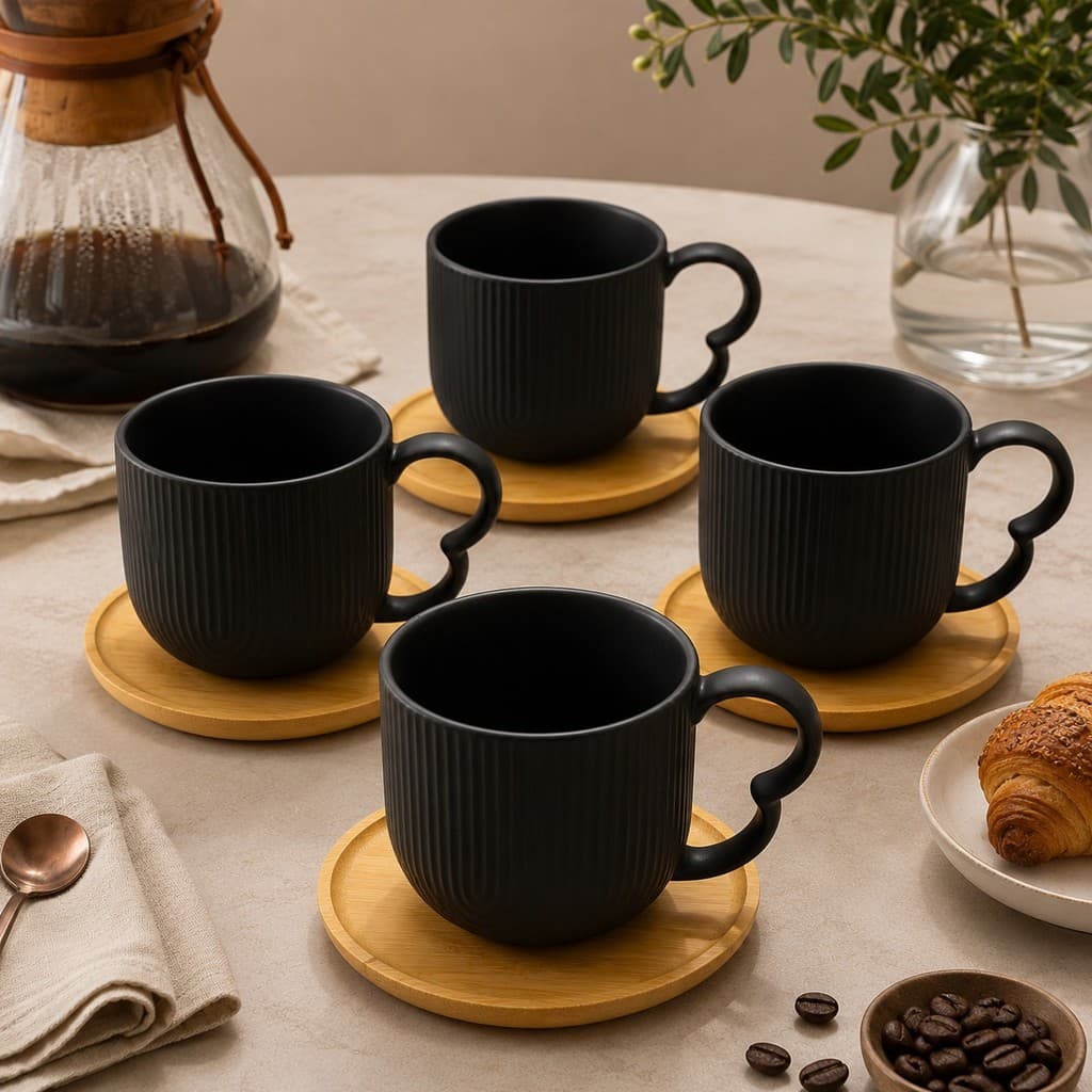 Jogo com 4 Xícaras para Chá em Porcelana 190ML Hauskraft