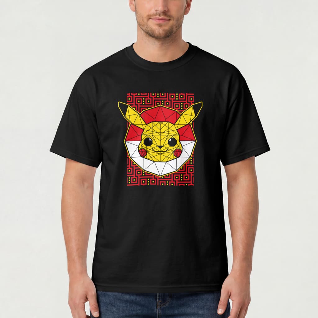 Camiseta Pokemon Pikachu Geometrico Geek Gamer Anime Camisa Unisex Algodao Estampa Exclusiva HT Co.