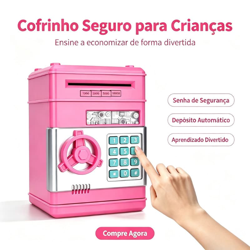 Cofre Digital Eletrônico Puxador Notas Moedas Automático Mini cofrinho