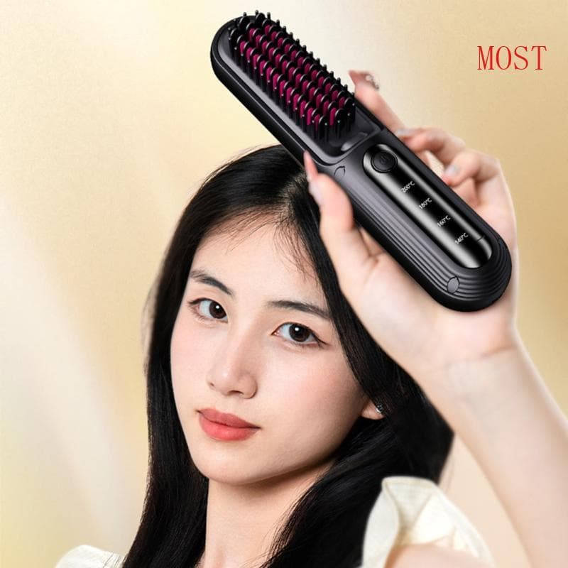 Escova Alisadora Cabelo 4 Configurações Temperatura Alisador Portátil