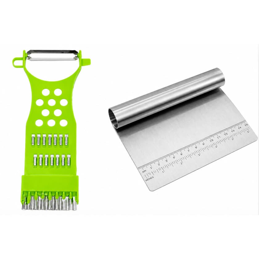 Kit Cozinha Profissional: Espátula Aço Inox (15cm) + Descasc