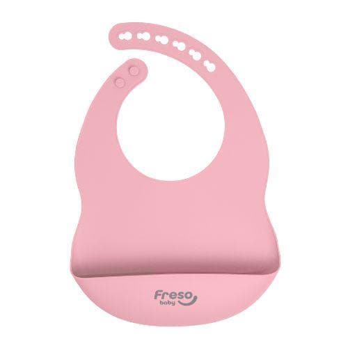 Freso Baby Babador Silicone Introdução Alimentar BLW Bolso Fecho Ajustável Livre de BPA Rosa