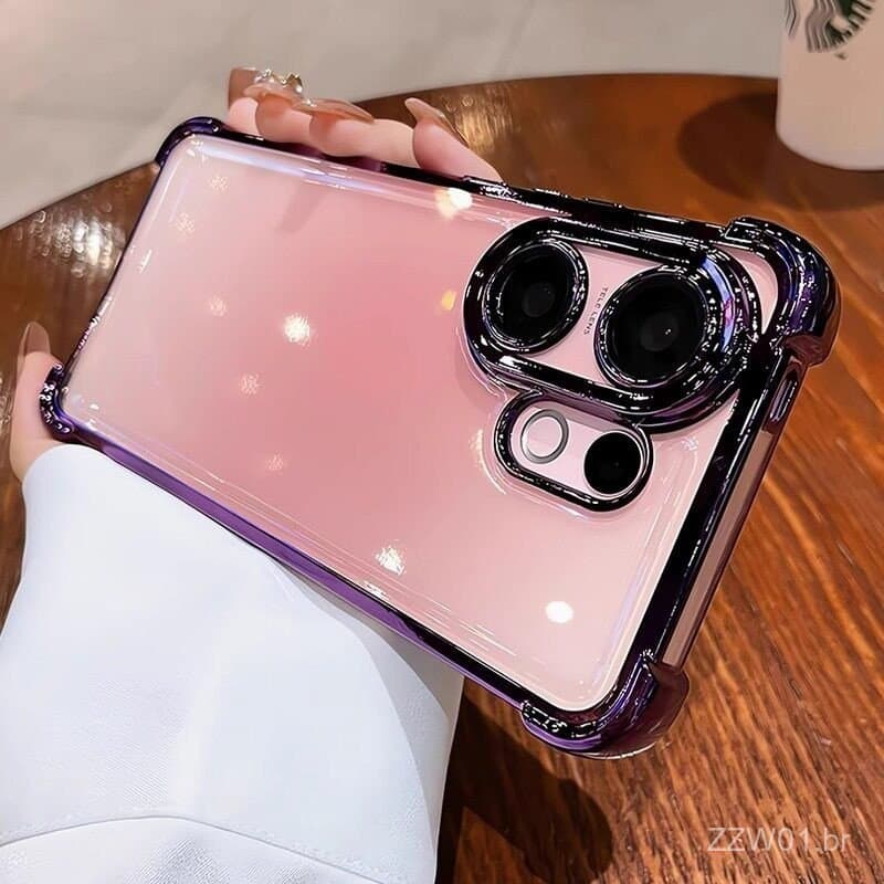 Capa Transparente Eletroplaqueada para OPPO K15 Pro+ K15 Pro K15 K13 Turbo Pro, Proteção de Câmera, Capa Protetora à Pro
