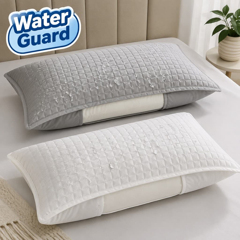 Capa De Fronha Resistente À Água De 1/2 Unidades Com Textura De Grade Acolchoada Para Uso Em Quartos E Hotéis