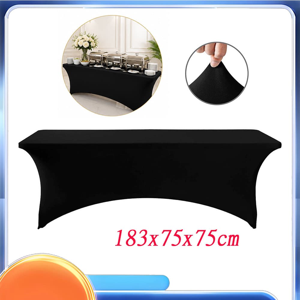 183x75x75cm-Toalha de mesa extensível retangular estilo preto para uso em mesa dobrável