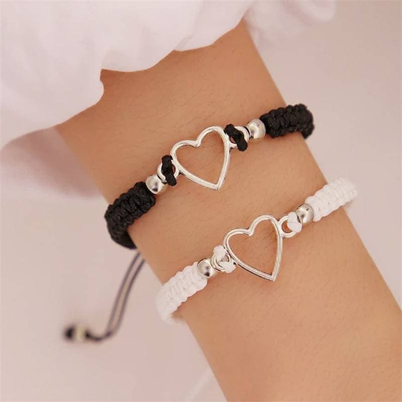 BUD Amor Coração Casal Pulseira Para Amante Mulheres Homens Artesanais Corda Ajustável Amigos Relacionamento Combinando
