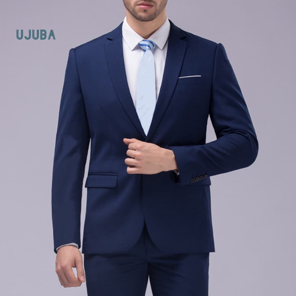 Ujb 1 Conjunto De Terno Masculino Lapela Temperamento Emagrecimento Calças Blazer De Cor Pura