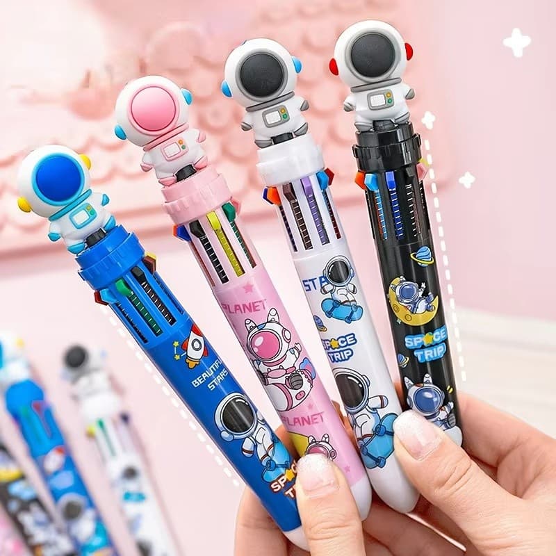 Astronauta Dos Desenhos Animados Caneta Esferográfica De 10 Cores Kawaii Estudante Para Escrever Material Escolar De Esc