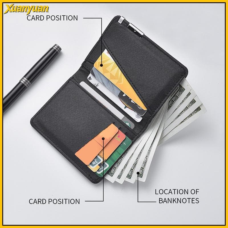 Carteira De Couro Sintético XYuan Business Style Bla Para Homens Design Fino Vários Compartimentos Cartões Uso Diário Em