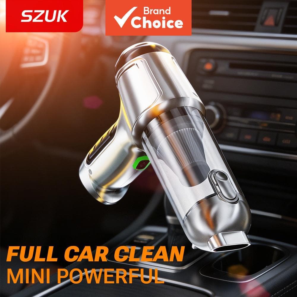 Aspirador de Pó Portátil de Alta Potência SZUK para Carro, Sem Fio, Sucção Potente, Filtro Lavável, Limpeza Profunda