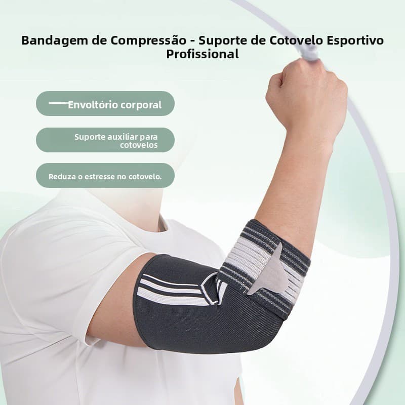 Cinta de cotovelo esportiva, respirável, absorvente de suor, manga de compressão em nylon.