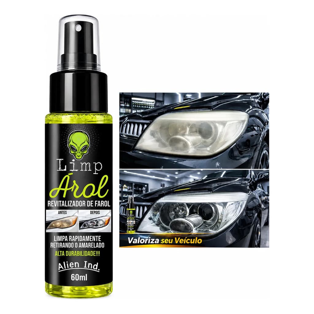 Limpa Farol Alien Ind Remove Amarelado E Riscos 60ml