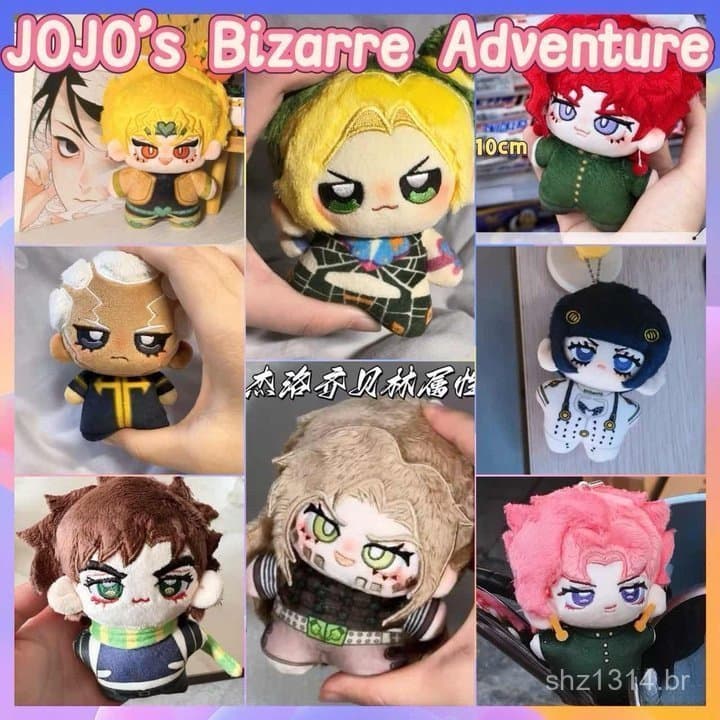 Novo! 10CM JoJo's Bizarre Adventure Pelúcia Jolyne Cujoh Kakyoin Tenmei Chaveiro Pelúcia Algodão Pendente Pelúcia